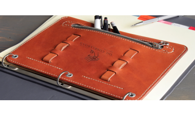 THE LEATHER 3-RING BINDER WITH PEN/PENCIL HOLDER