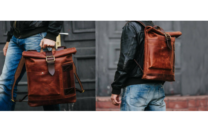 THE "LEGENDARY BHISMA" LEATHER ROLL TOP BAG